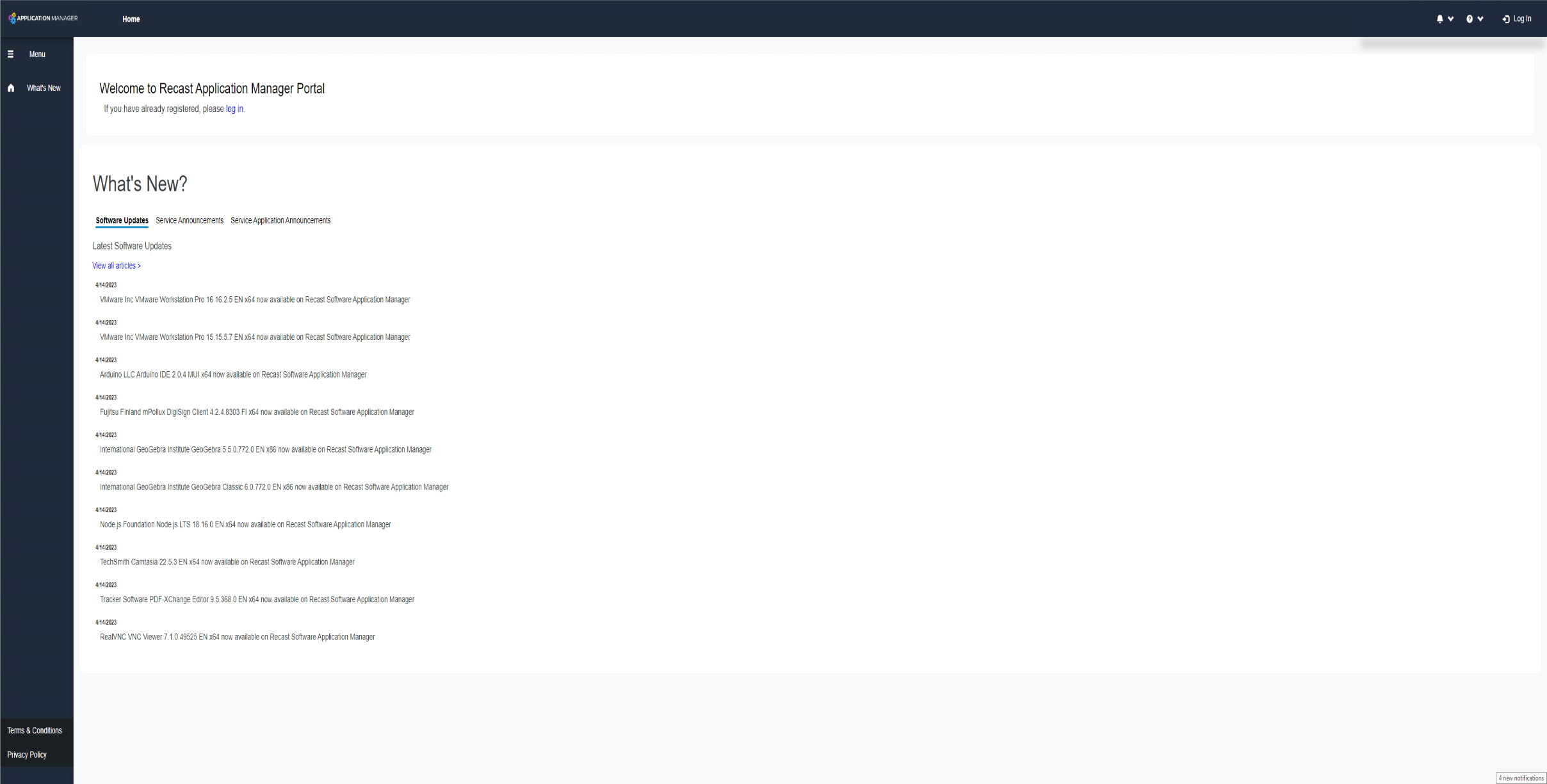 screenshot of Application Manager